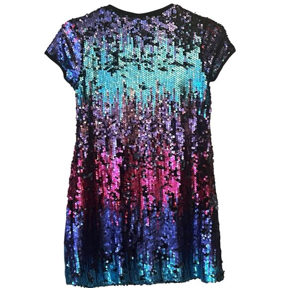 Disney D-Signed Sequin Ombre Shift Dress Small Rainbow Party Sparkle Y2K Rare - Picture 2 of 11